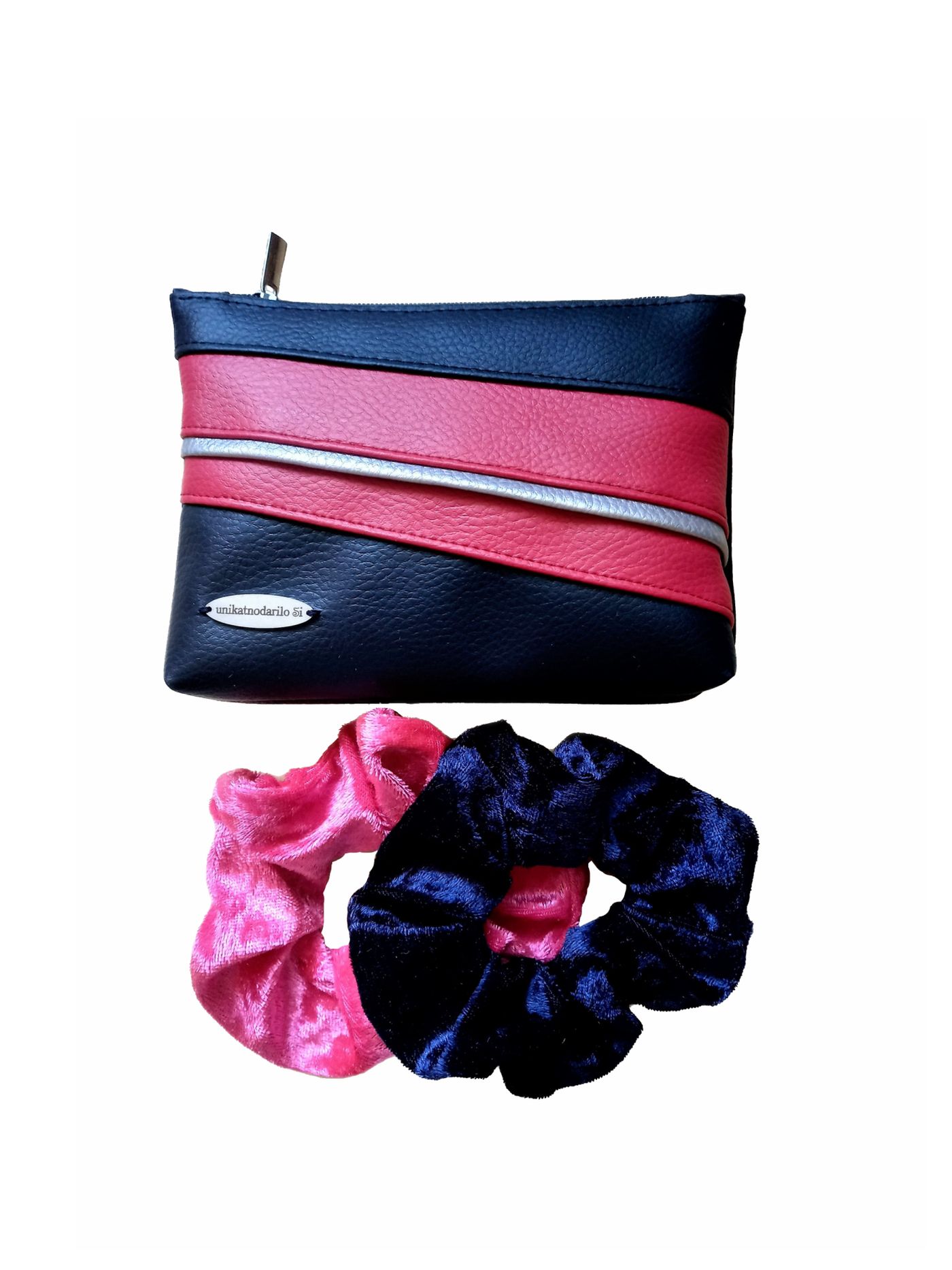 Toaletka in scrunchies TEMNO MODRA/MALINA